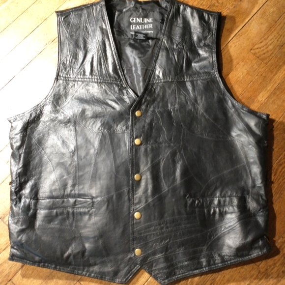 Mens Genuine Leathr Vest Navarre Blk Biker Italian Snap Motorcycle 2X Big & Tall - Picture 10 of 15